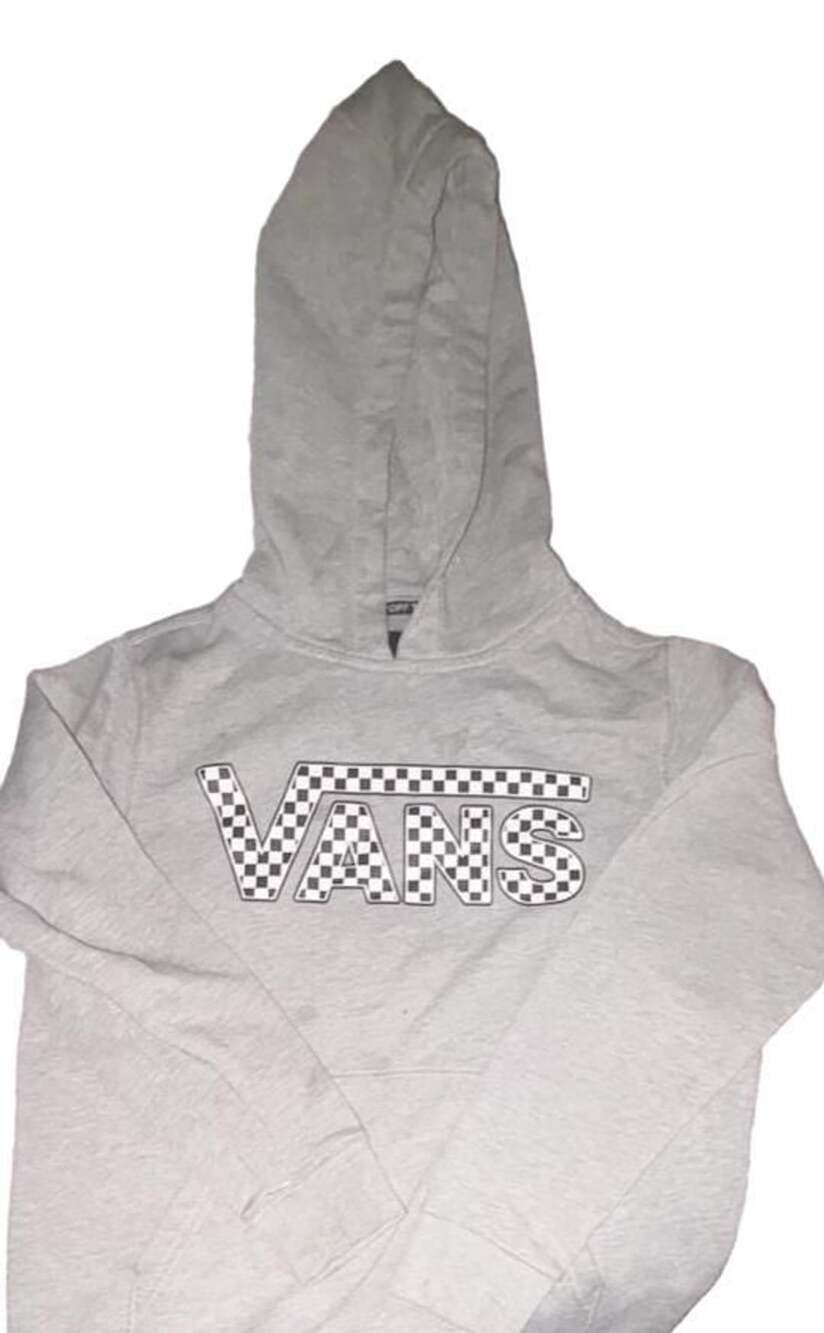 Vans Gray Checkerboard Logo Hoodie Sweatshirt